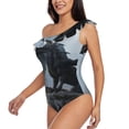 thumbnail image 5 of Daiia Valley Gray Dragon Women's One Piece Swimsuits Personalized One Shoulder Swimwear Asymmetric Ruffle Bathing Suits-Small, 5 of 8