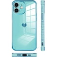 thumbnail image 4 of Compatible with iPhone 12 Case Love Heart Plating Electroplate Luxury Elegant Case Camera Protector Soft TPU Shockproof Protective Corner Back Cover iPhone 12 Case -Blue, 4 of 6