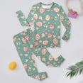 thumbnail image 2 of Toddler Boys Casual Outfit Sets Cartoon Easter Bunny Print Crew Neck Long Sleeve T Shirt Two Piece Tops And Pants Activewear,Green,5-6 Years, 2 of 6