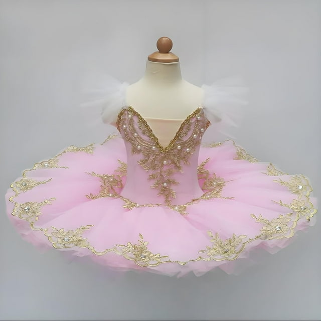 LOVZFMLL Girls' Summer Short Sleeve Ruffled Lace Round-Neck Embroidery Mesh Princess Bow Skirt