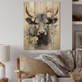 thumbnail image 2 of Designart "Cow Sumi Asian beauty XIII" Asian Print on Natural Pine Wood, 2 of 5