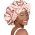 thumbnail image 1 of Gorro de satén, gorro de seda para dormir, gorro de pelo con forro de satén de doble capa y banda para atar, gorros para mujer, 1 of 4