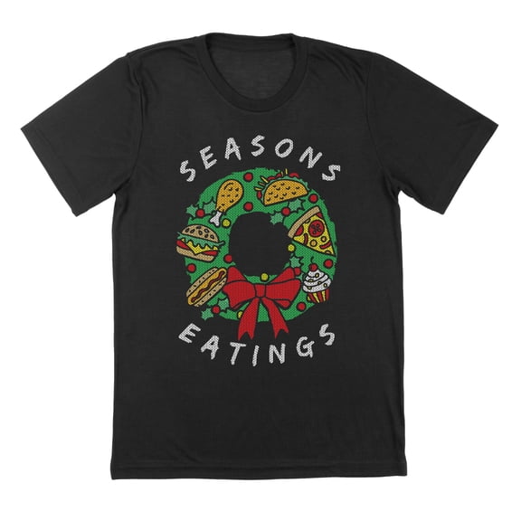 Seasons Eatings Holiday Christmas Graphic Black Mens Cotton T-Shirt