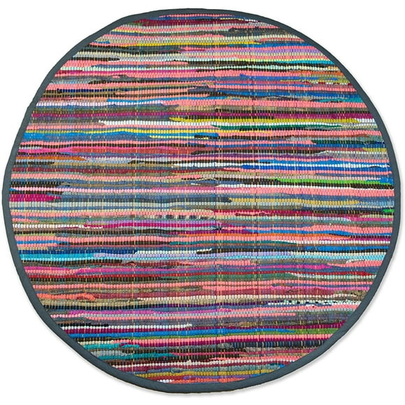DII Chindi Home Collection Tapis de Chiffon Multicolore Fait à la Main, 36" Rond