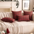 thumbnail image 2 of Christmas Set of 2 Scottish Tartan Throw Pillow Covers Farmhouse Classic Plaid Decorative Couch Pillows Home Decor for Sofa Living Room Bed 18x18 Inch, Red, 2 of 6