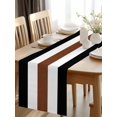 thumbnail image 2 of Retro Rustic Minimalist Stripe Art Table Runner-36 Inch Long Brown Black White Color Block Table Runners Linen Burlap Tablerunner for Kitchen Dining Room Holiday Party, 2 of 9