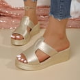 thumbnail image 6 of KEGIRLOM Women's Fashionable Casual Versatile Double-Strap Wedge Heel Plus Size Shoes Spring/Summer Style Trendy Comfortable Solid Color Height-Increasing Sandals. Gold 7.5, 6 of 9