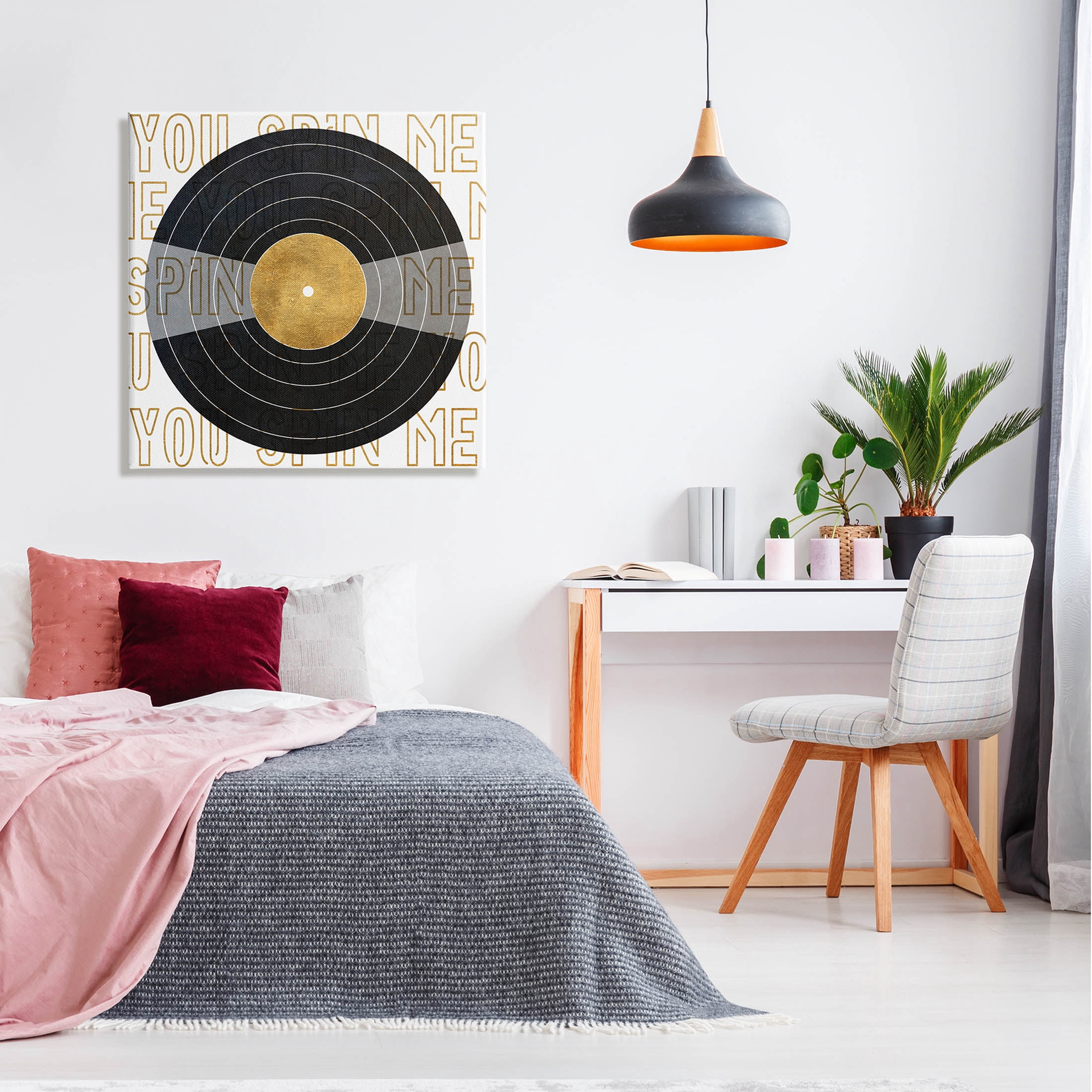 Stupell Industries Spin Me Vinyl Record Phrase Graphic Art Gallery Wrapped Canvas Print Wall Art, Design by Sundance Group