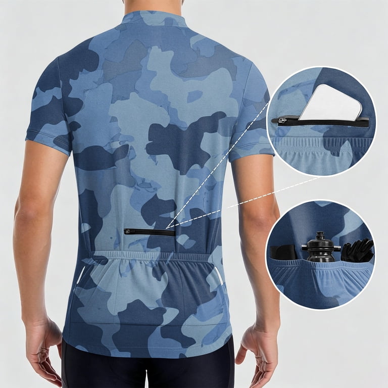 LNZGNM Mens Cycling Jersey Quarter Zip Short Sleeve Athletic