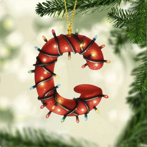 Adorno Navideño con 26 Letras para Árbol de Navidad, Colgante, Adorno Navideño, Decoración Navideña, Colgante para Árbol de Navidad.