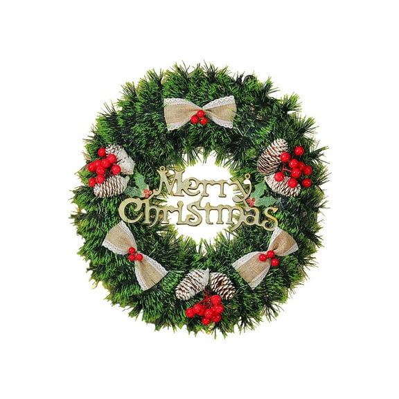 TanSiDing 1pcs Festive Christmas Wreath with Golden Balls Pinecones Berries - All-Weather Indoor Outdoor Door Wall Window Holiday Decoration for Home and Office 42cm