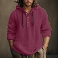 thumbnail image 2 of Rggeeun Mens Pullover Hoodies Lightweight Pullover Sweatshirt For Spring Summer Comfortable Plain Hooded Top Solid Color Long Sleeve Fall Winter Comfy Casual, 2 of 9