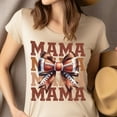 thumbnail image 4 of Football Mama T-Shirt | Cute Bow Game Day Graphic Tee for Moms, Black, Size XL, 4 of 6