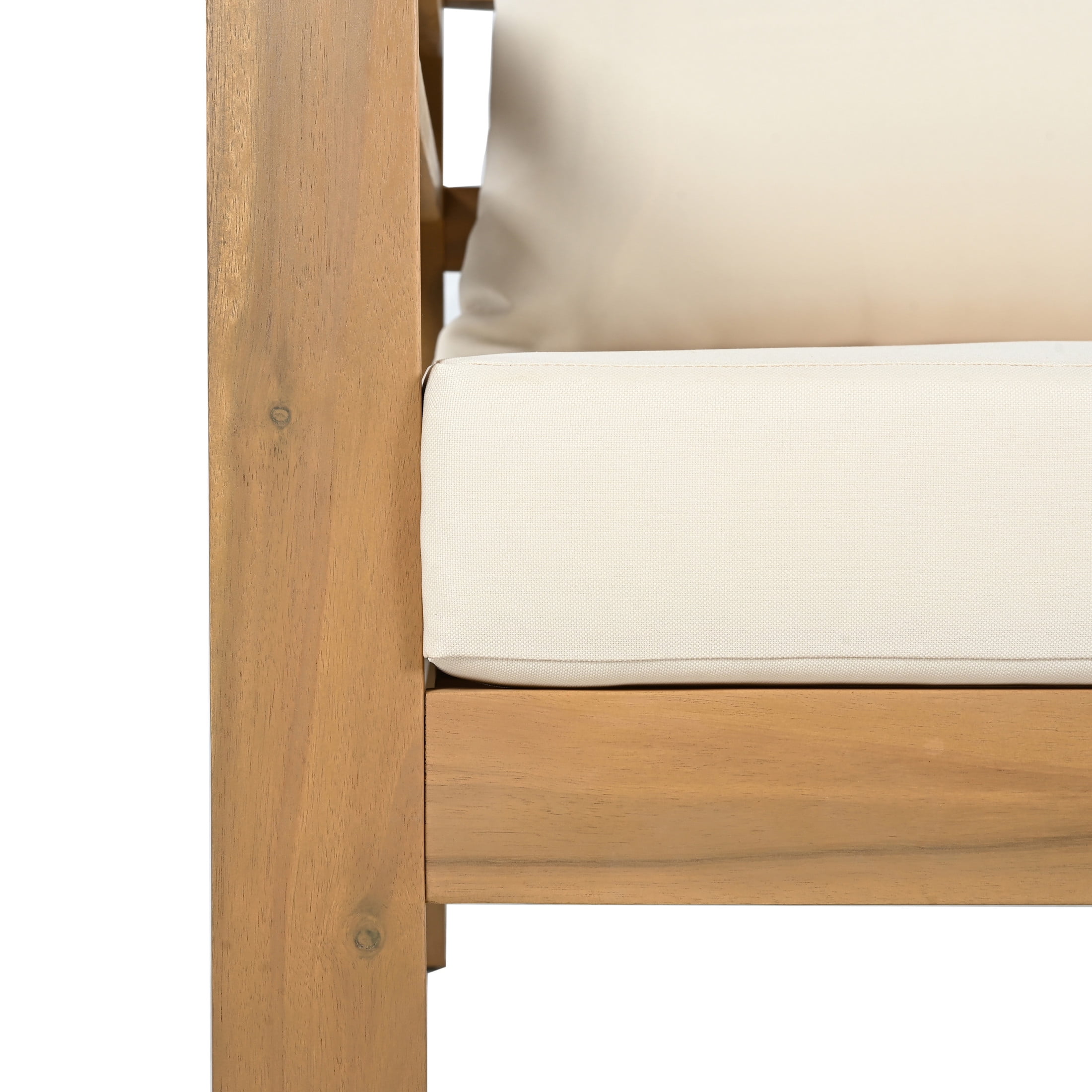 Rowena Classic Outdoor Patio Club Chair, Armchair with Solid Wood Frame and Water-Repellent Cushions, Beige