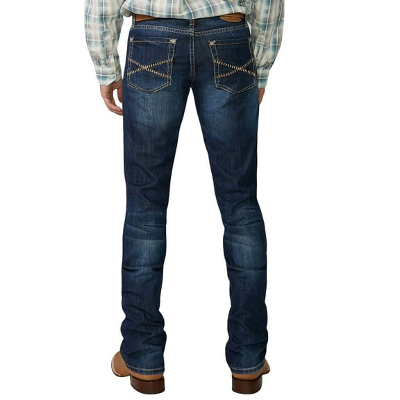 Stetson Men's Rock Fit Barbwire "X" Stitched Jeans Med Wash 38W x 34L  US