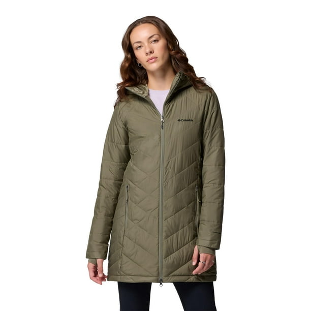 Chaqueta Columbia Heavenly con capucha larga acolchada para mujer Stone XS