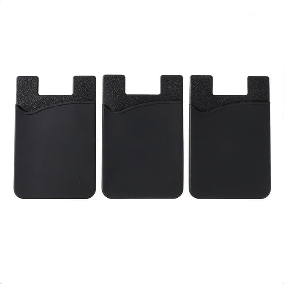 PBPBOX 3Pcs Black Phone Holder Adhesive Wallet for Phone Cards Cash in Slim Silicone