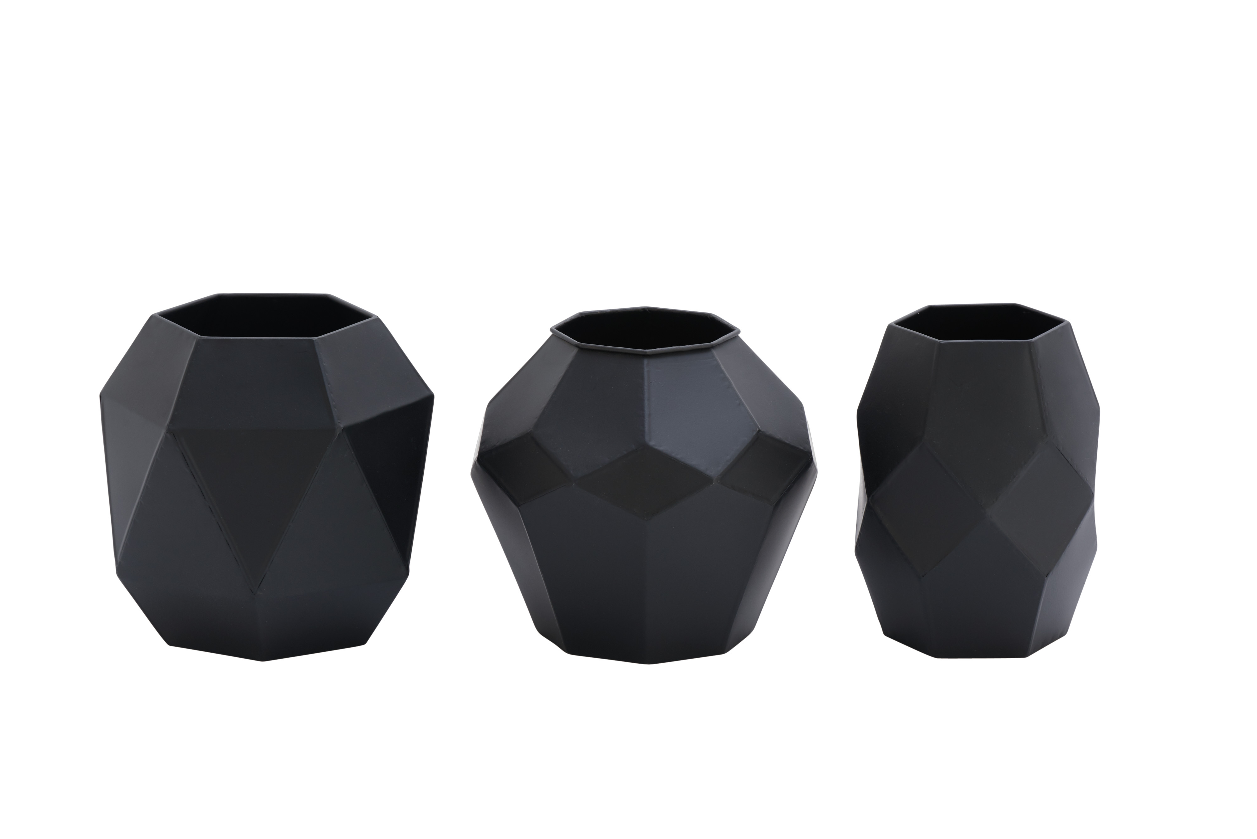 Decmode Black Metal Geometric Vases, Set of 3 7", 7", 5" Walmart