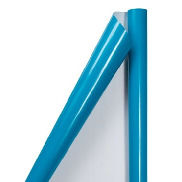 JAM Paper Glossy Wrapping Paper, 25 Sq Ft, 1/Pack, Bright Blue Gift Wrap