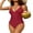 Red, variant on BeautyIn Women V Neck One Piece Swimsuits Double Strappy Monokini Bathing Suits