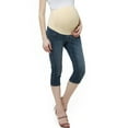 thumbnail image 2 of Momo Maternity Stretchy Full Panel Capri Pants, Medium Indigo Blue, 25 X 33, 2 of 4