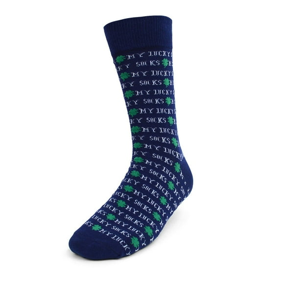 Urban-Peacock Men's Novelty Fun Crew Socks - My Lucky Socks - Navy, 1 Pair