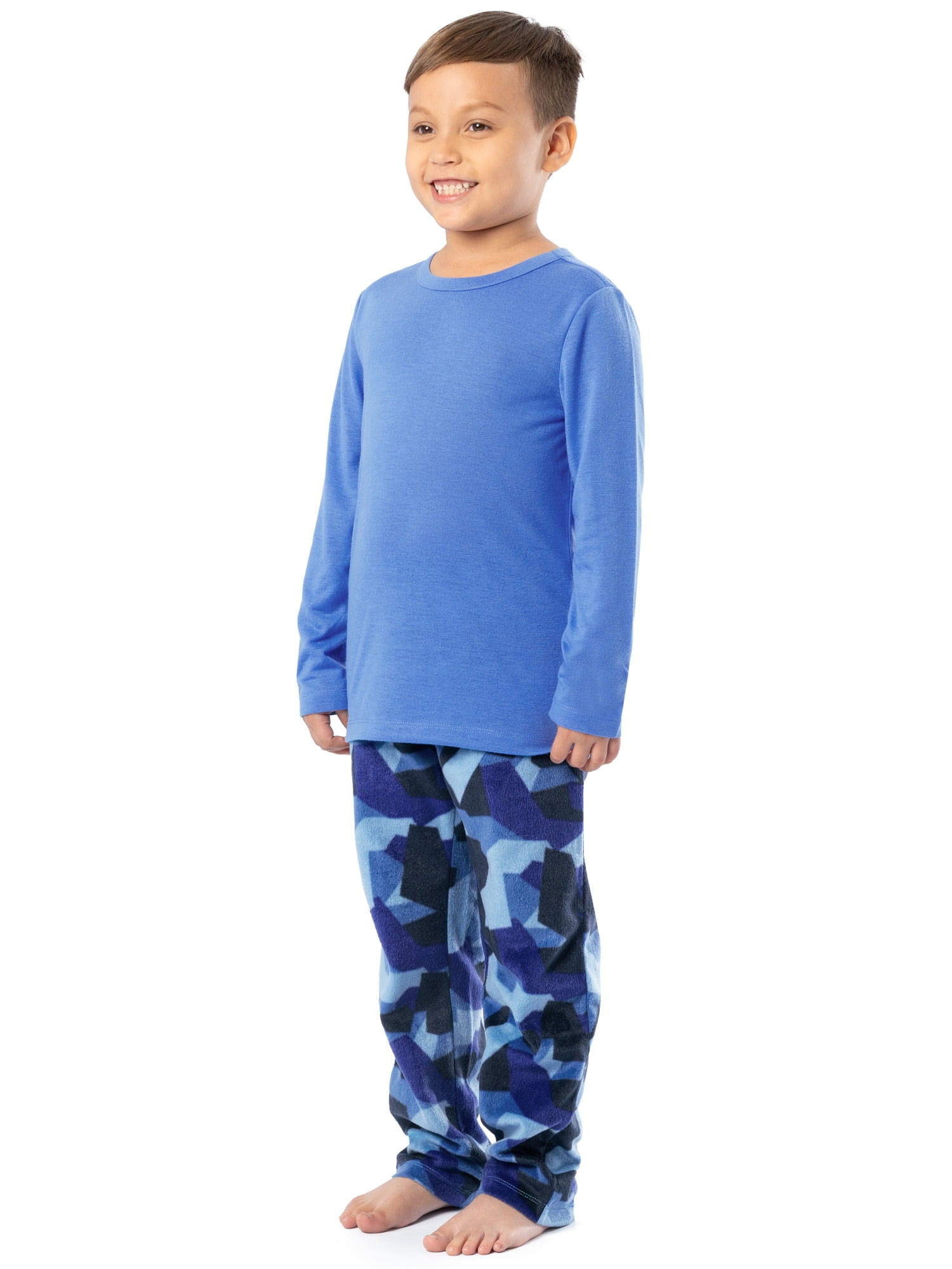 Fruit of the Loom Boy's Long Sleeve Fleece Pajama Set, 2-Piece, Sizes 4-16