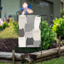 Yayeee Garden Flag 28" x 40" Double Sided Outdoor Yard Lawn Holiday Decorations, Gray Cute Cats