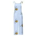 thumbnail image 4 of Sentmoon Pants Rompers for Women Bee Print Loose Wide Leg Plus Size Overalls Pockets Adjustable Spaghetti Strap Crew Neck Sleeveless Outfits Summer Bee Festival Women for Tropical Vacation Yellow L, 4 of 5