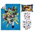 Disney Toy Story Toddler Bedding Set, "Taking Action", 4Pieces, Blue, Green, Boy, Toddler Bed