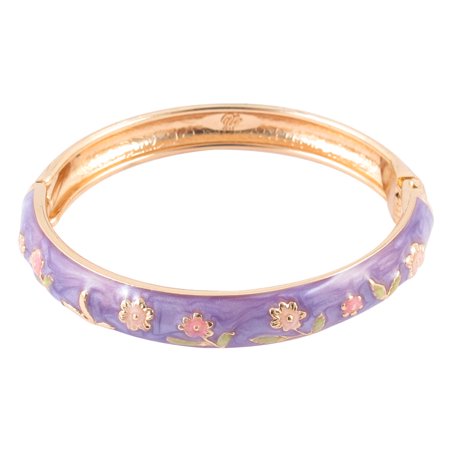 - Unique Bargains Girl Metal Spring Closure Flower Enamel Round Bracelet Bangle Light Purple