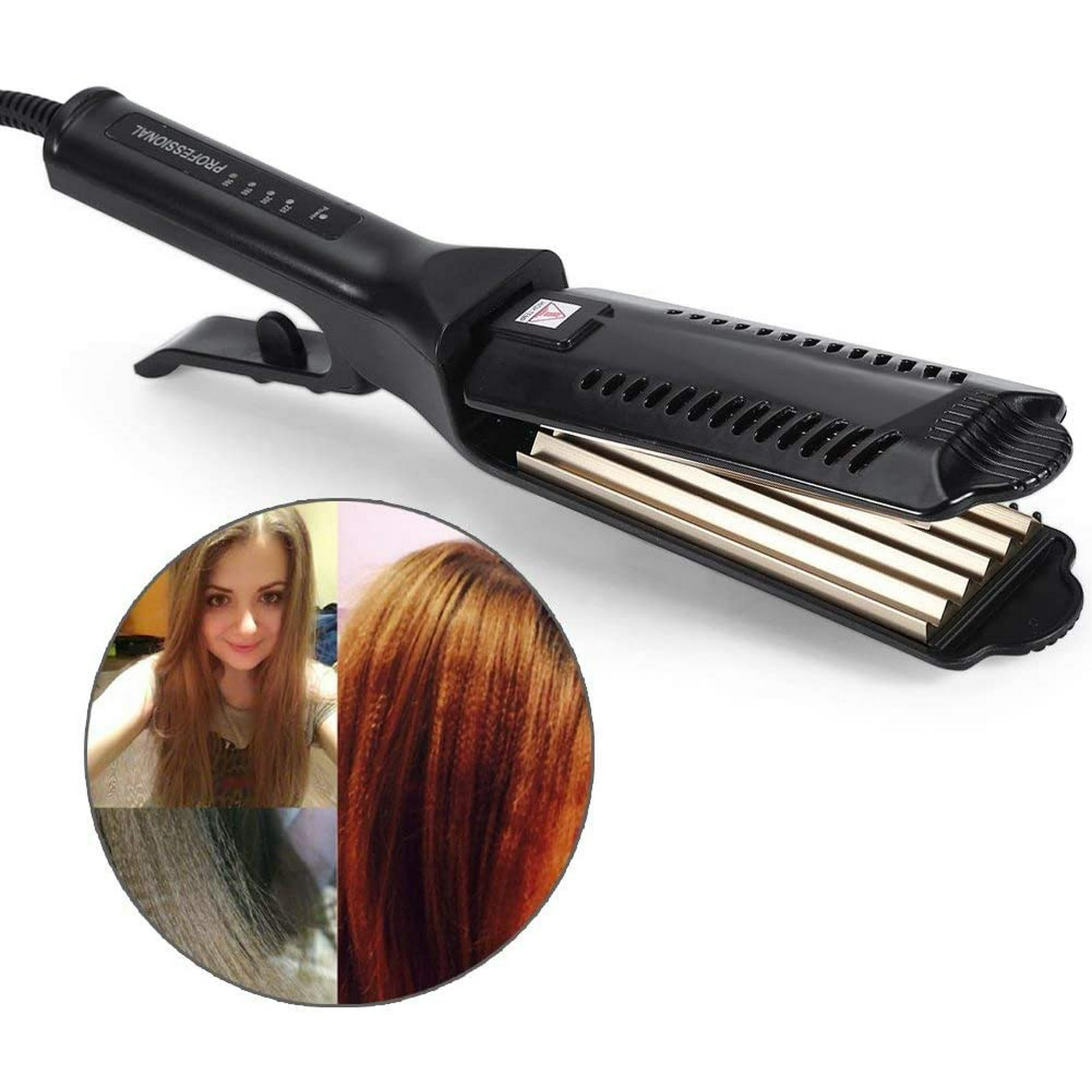 6 Teeth Corrugated Wave Hair straightener Styling Tool, Adjustable  Temperature Ceramic Tourmaline Straight Plate Clip for volume waver and  corrugated big hair crimper iron crimped crimping tool | Walmart Canada