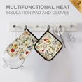 thumbnail image 4 of Yayeee Oven Mitts and Pot Holder Set of 4 Heat Resistant Kitchen Gloves Baking Hot Pad, Beige Floral, 4 of 5