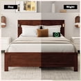 thumbnail image 5 of Sesslife Queen Size Bed Frame with Headboard & Footboard, Wood Platform Bed with Built-in LED Lights, Charging Station, Modern Farmhouse Queen Bed Frame with Slats, No Box Spring Needed, Walnut, 5 of 10