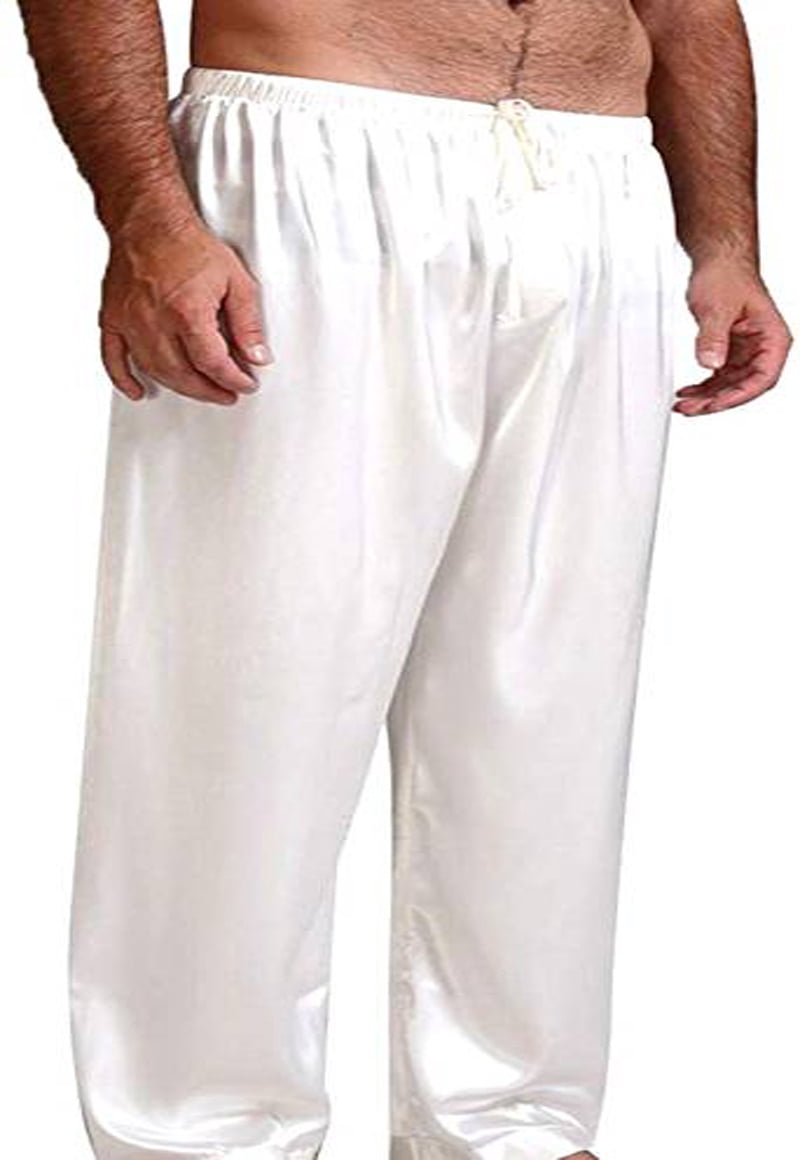 Men Satin Silk Nightwear Long Pants 