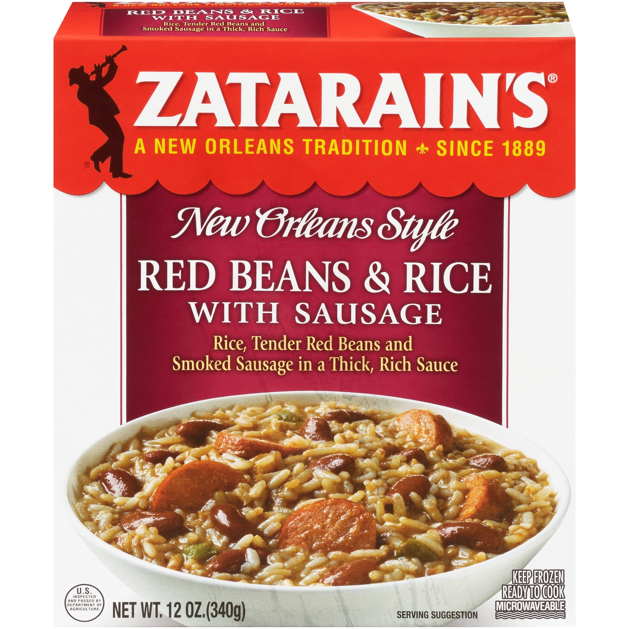 Zatarain's Frozen Red Bean And Rice With Sausage, 12 oz