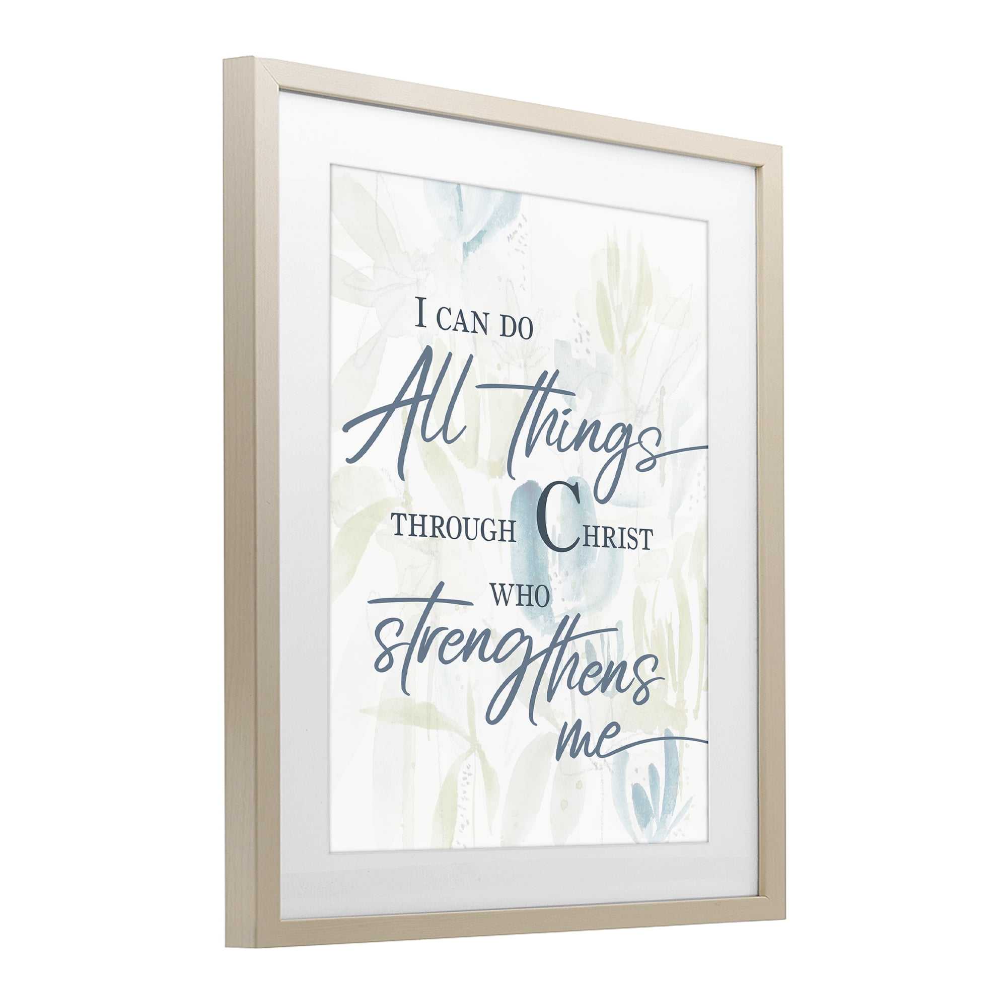 Stupell Industries All Things Through Christ Birch Framed Print Under Glass, design by Krinlox