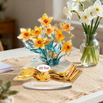 Hometravel Acrylic Book Flower Ornament, Floral Design with Book Shape Decor, Decorative Acrylic Art Piece for Bookshelf and Home Decor Arrangements