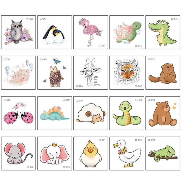 Pegatinas De Tatuaje Para Niños A Prueba De Agua Animal Mariposa Flor Diy Pegatinas De Tatuaje De Dibujos Animados Para Niños 20 Piezas Speravity HA046386-06