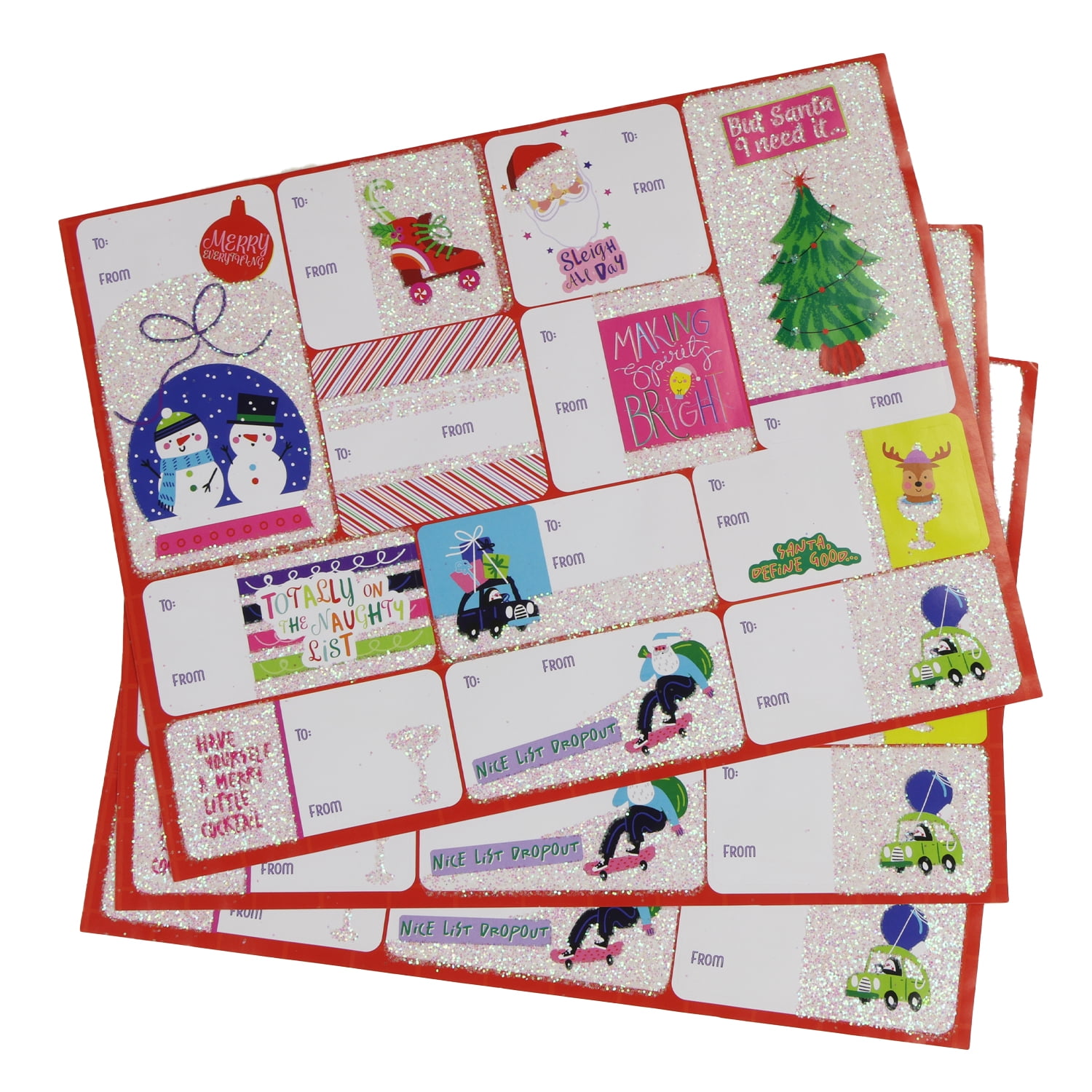 36 étiquettes cadeaux pelables et autocollantes de Holiday Time arc-en-ciel avec rose