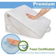 ONDEKT Wedge Pillow for Sleeping Multipurpose Pillows with Cooling Gel Memory Foam Top, White