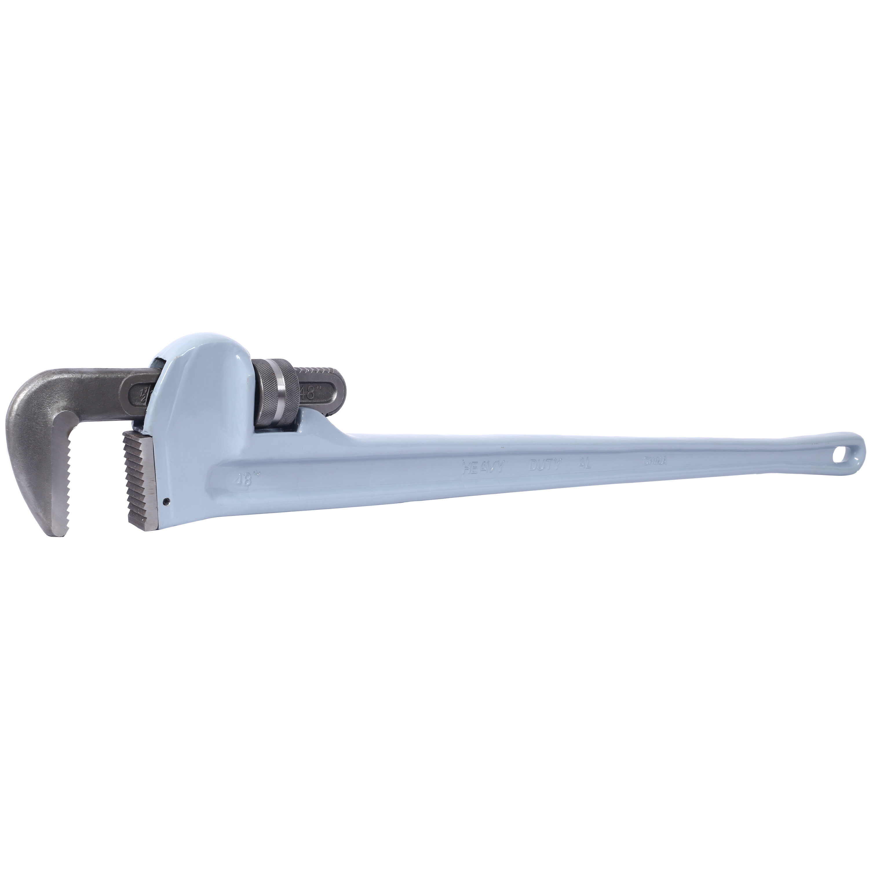 , 48 inch Pipe Wrench Aluminum Straight Pipe Wrench Heavy Duty 48-Inch Plumbers Wrench,Easy to Carry, Hangable Design, for Water Pipes, Automotive Repairs, Light Gray ,Aluminium Alloy ,
