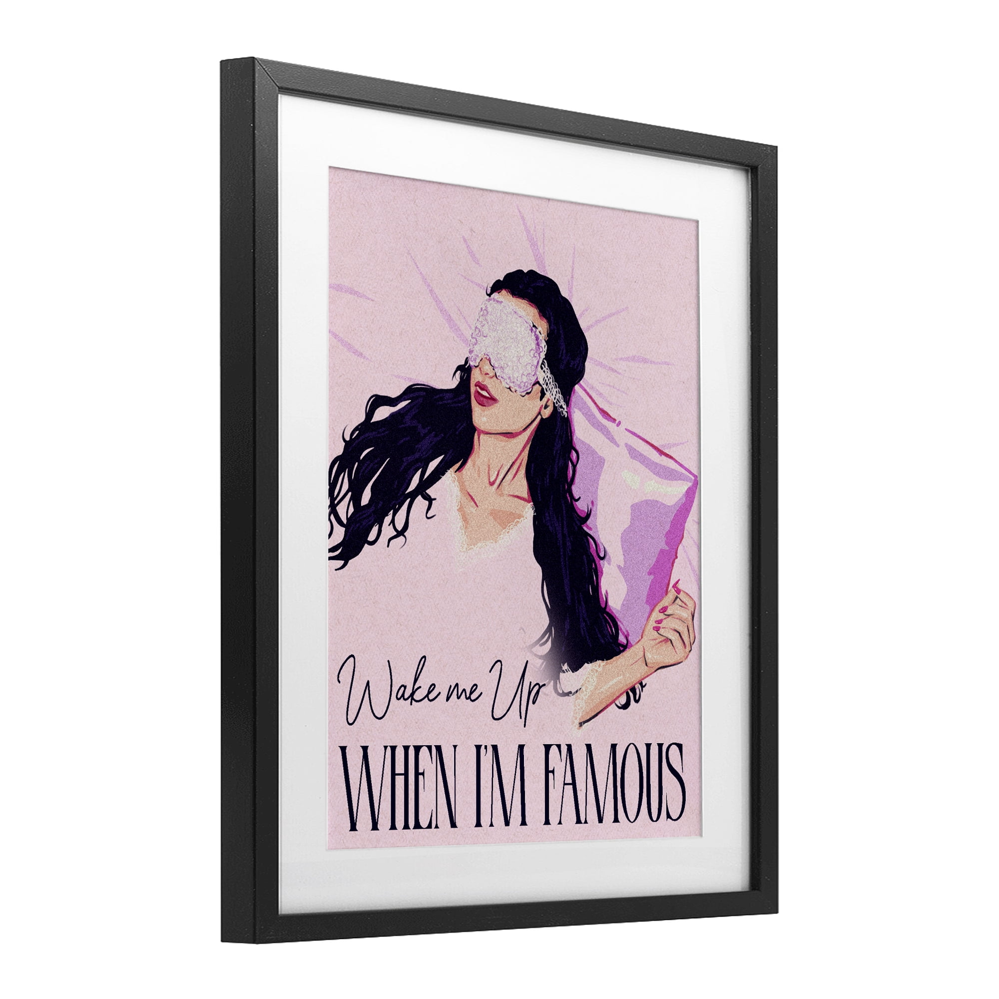 Stupell Industries Wake Me Up When Famous Black Framed Print Under Glass, design by Ziwei Li