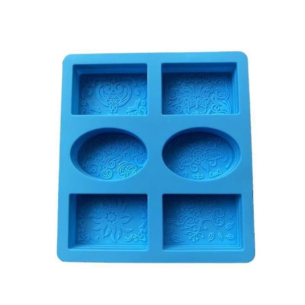 Molde de silicona para jabón, 6 moldes con relieve floral, ovalado y rectangular.