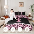 thumbnail image 3 of Manfei Leopard Print Letter I Bow Twin Comforter Sets, Rhinestone Bedding Set for Girls Women, Black Reversible, 2 Pieces, 3 of 6