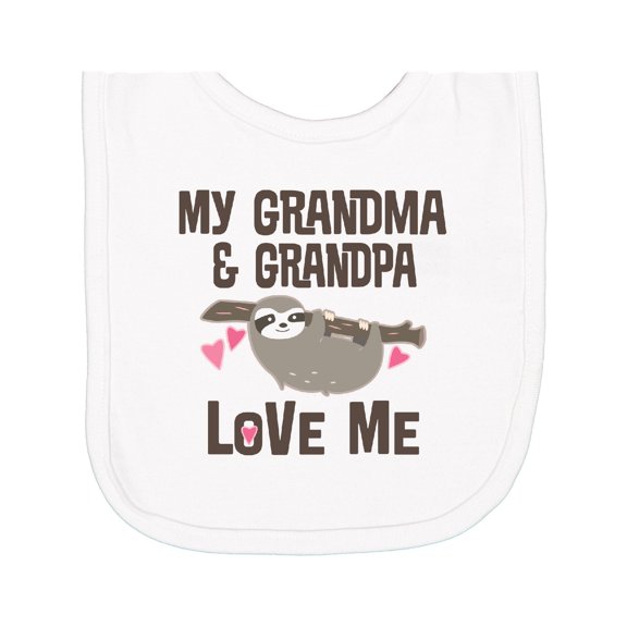 Inktastic Grandma and Grandpa Love Me Sloth Newborn Bib