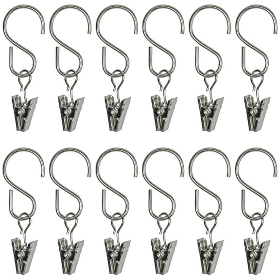 Curtain Clips with Hook for Curtain, Photos, Home Decoration, Arts and Craft Display, Party String Light, Outdoor Wire Holder, Silver 25 Pack
