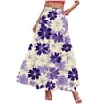 thumbnail image 4 of ZToonmas Women's Floral Print Elastic Waist A-Line Maxi Skirt High Waist Flowy Long Skirt with Pockets for Summer Casual Wear, 4 of 5