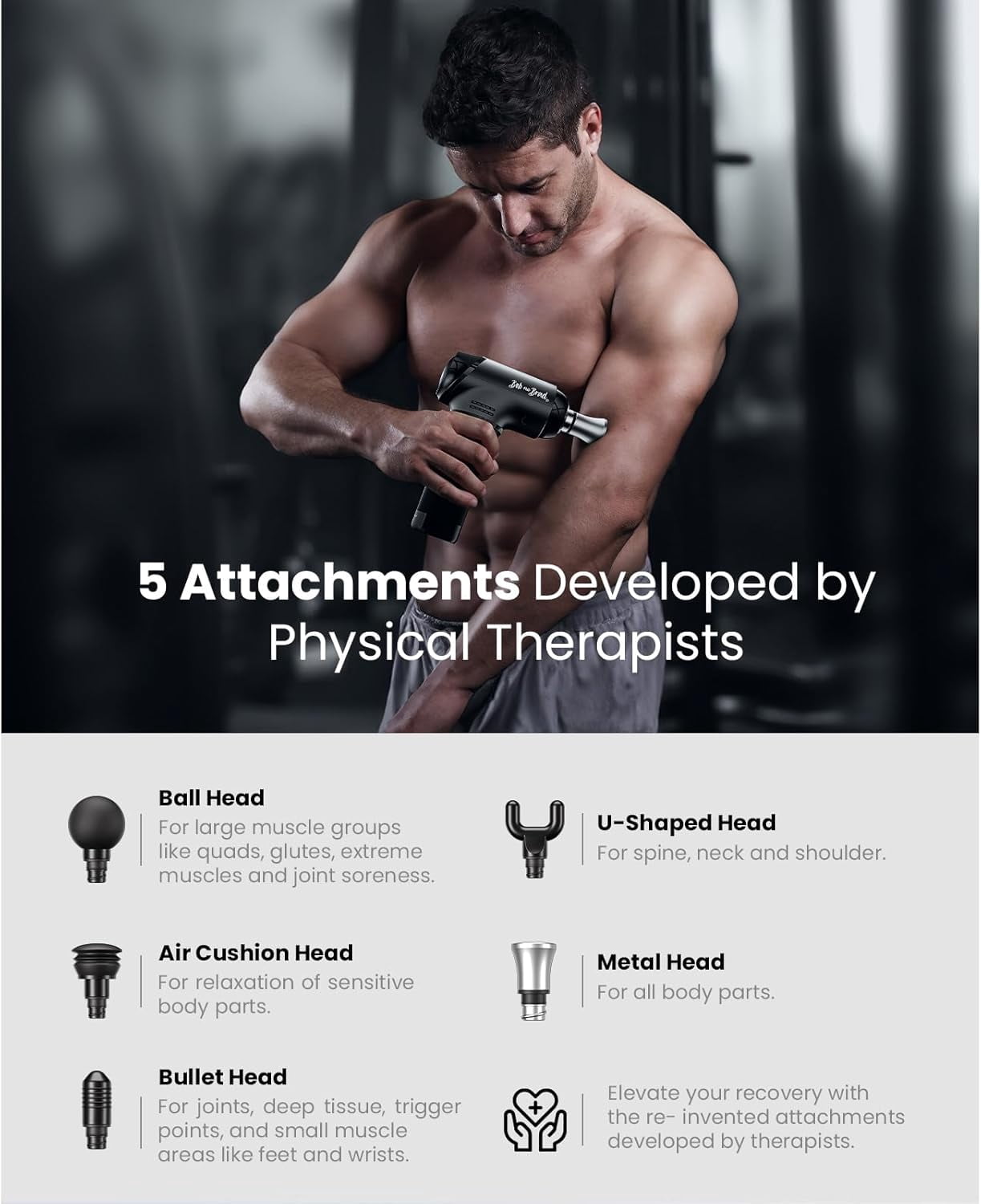 BOB AND BRAD T2 Max Massage Gun with Metal Head,Professional Muscle Massage Gun Portable