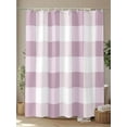 thumbnail image 4 of Shower Curtain Pink White Plaid Shower Curtains for Bathroom, Waterproof Polyester Shower Curtain Set with Hooks, Standard Size 72" x 72" Simple Style, 4 of 6
